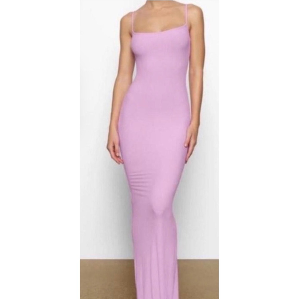 SKIMS Soft Lounge Long Slip Dress Lilac Purple Ribbed Maxi Size Small